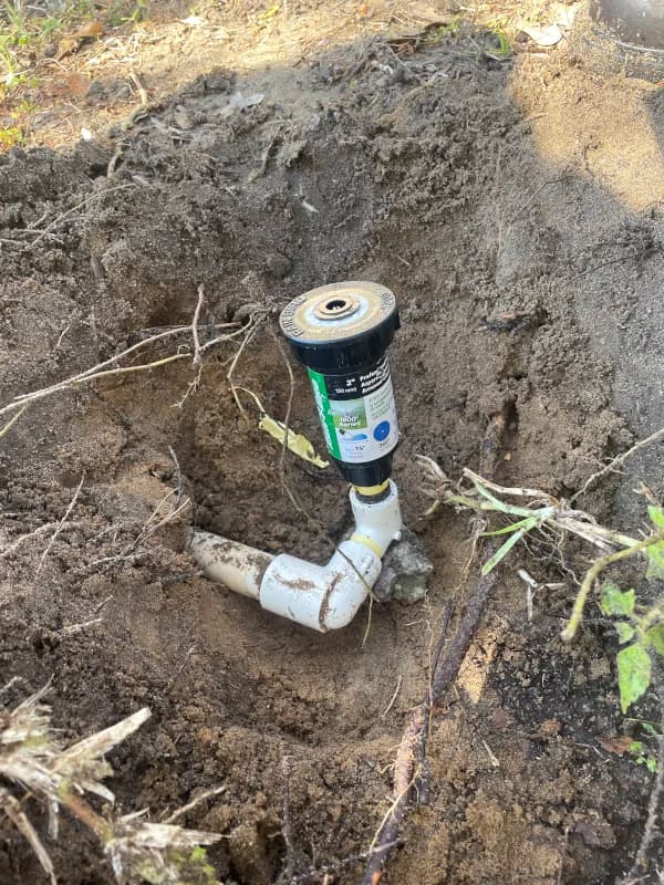 Replaced sprinkler head and PVC fittings in an open hole
